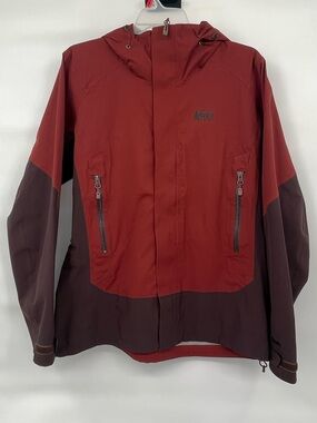 REI Coop hard shell rain red purple zip up hooded jacket